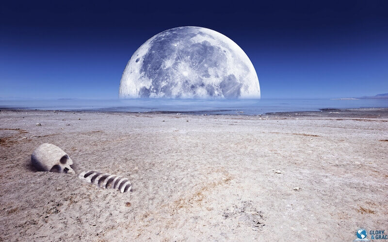 7 deadly sins showing a skeleton in the desert