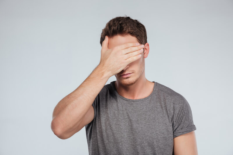 But their Eyes were Kept from Recognizing Him showing a man covering his eyes