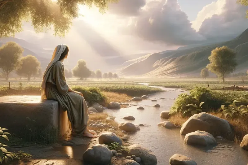 God remembered Rachel showing a woman sitting