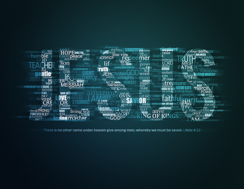 His name is Jesus showing the words of the name Jesus