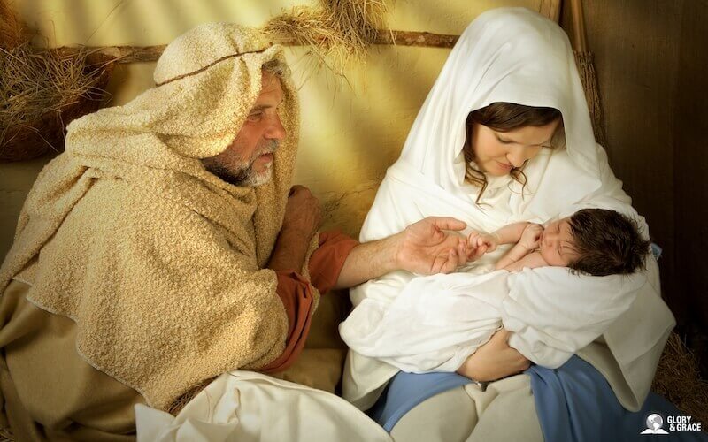 Jesus born a man in a mander