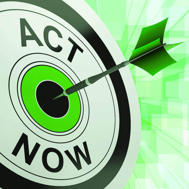 Jesus answering saith unto them, showing a dart in a circle with the words act now
