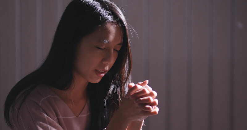Let my prayer be counted as incense before you showing a woman praying