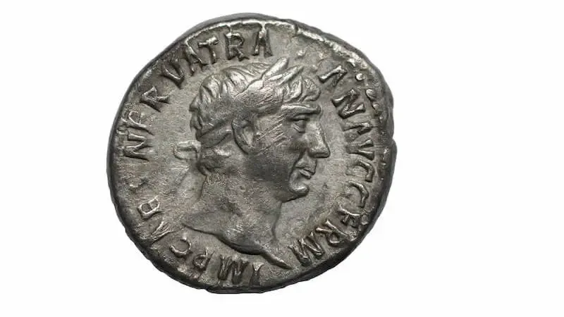 Render to Caesar the things that are Caesar's showing a copper coin