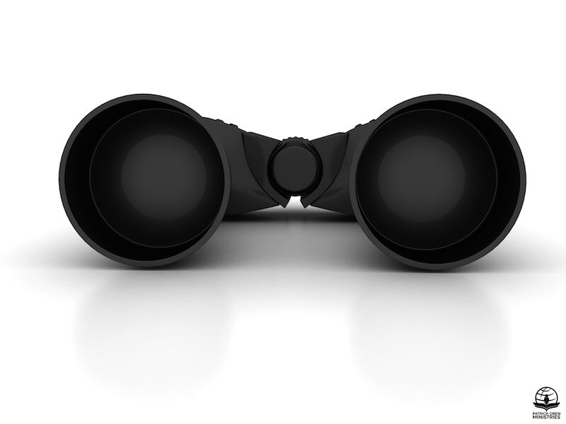 Seeing Jesus showing binoculars