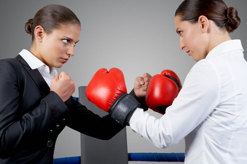 the Spirit and the flesh showing two women in a boxing match