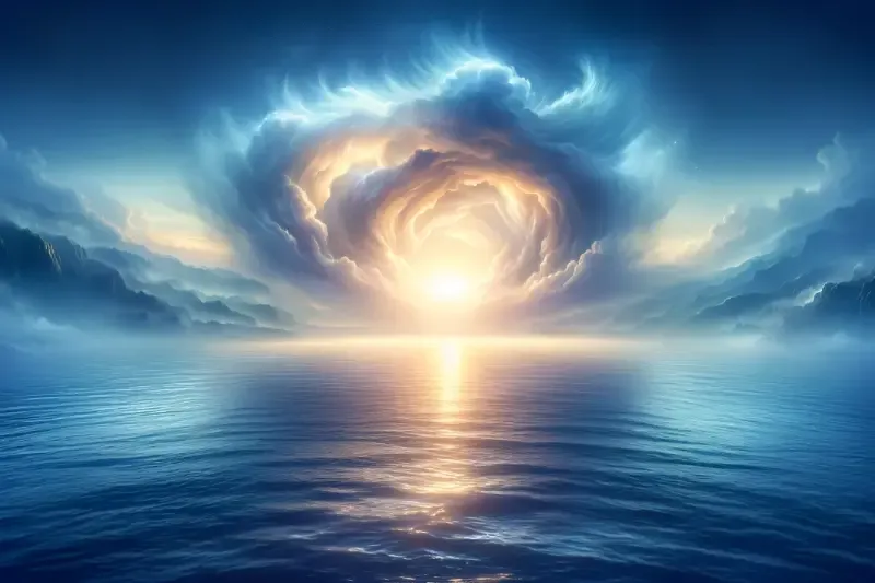 spirit moved upon the face of the waters showing ocean waves