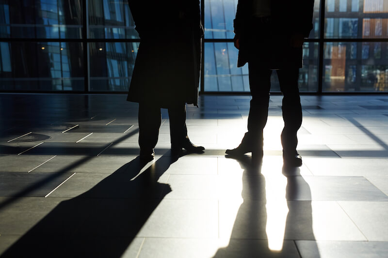 The shadow of death showing two men with shadows