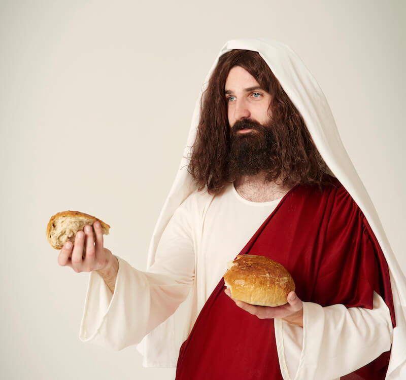Why Call Ye Me Lord Lord, showing a picture of Jesus breaking bread