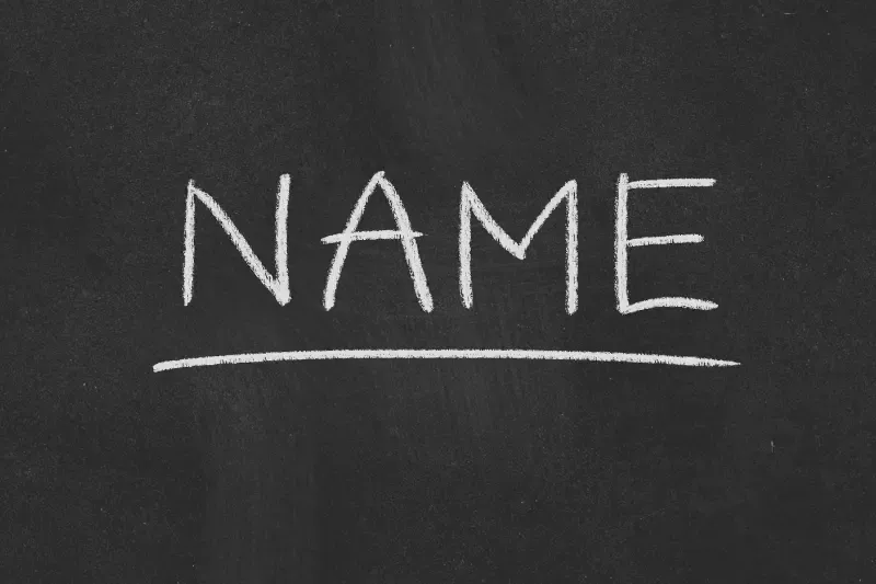 Names of God showing the letters of the word name