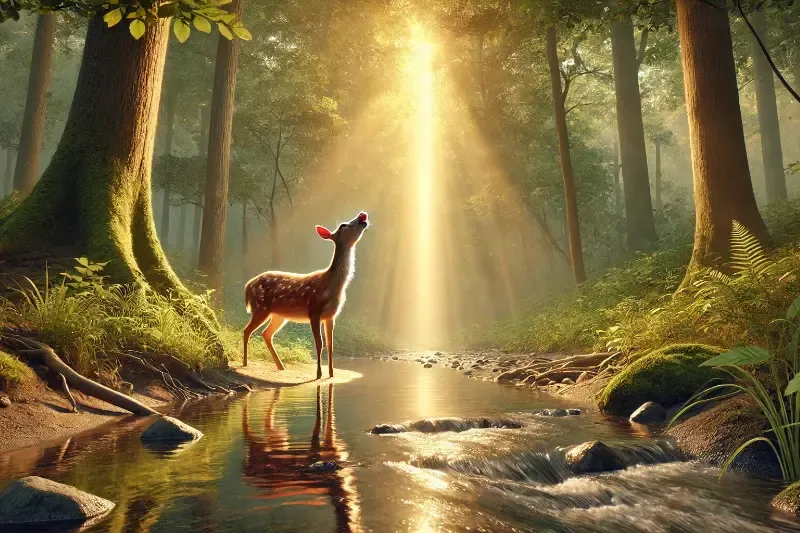 deer that is panting for water