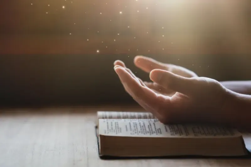 blessed are they that hear the Word of God and do it showing hands on the Bible