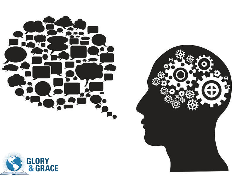 Call it forth into existence showing a diagram of a man's head speaking
