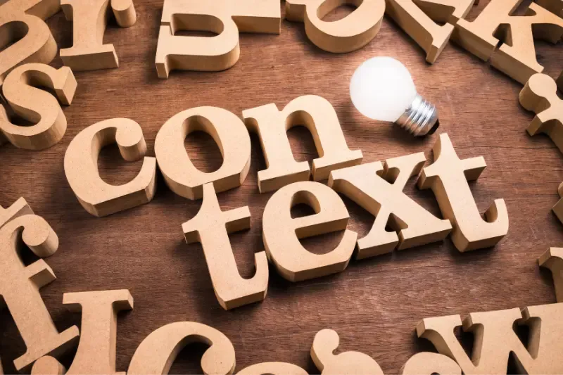 image showing words in context amongst different letters