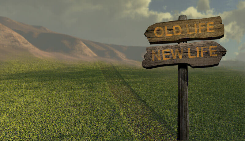 Created in Christ showing a sign with two directions for the old and new life