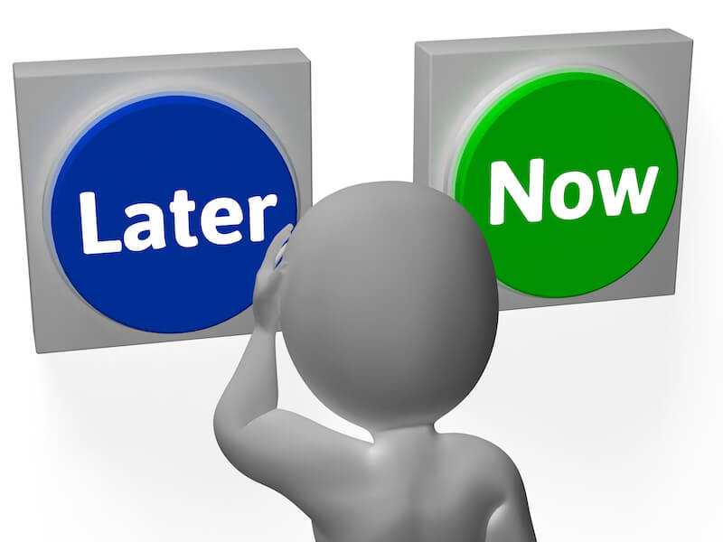 Do not postpone your miracle showing a man looking at now or later