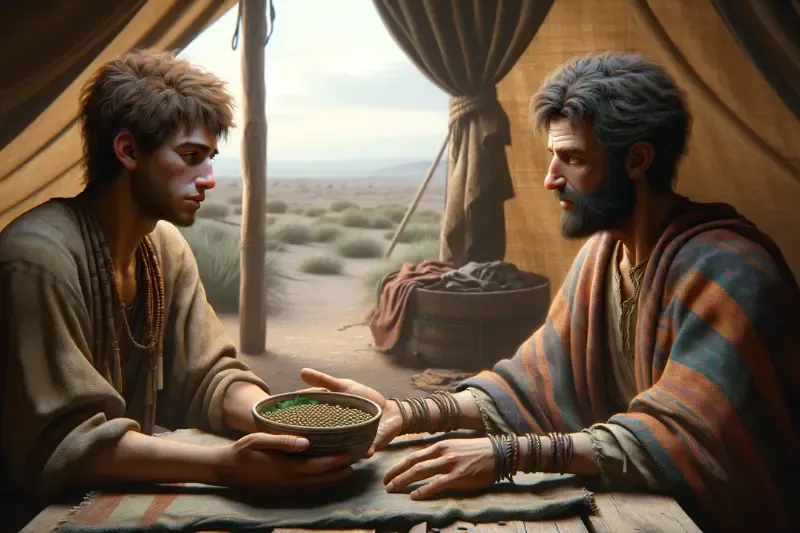 Esau despised his birthright showing both of them in a room
