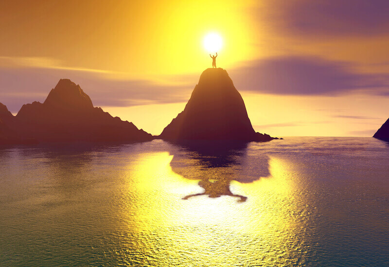 What is divine favor? showing a hill with light
