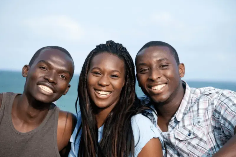 How to be God's friends showing three friends smiling