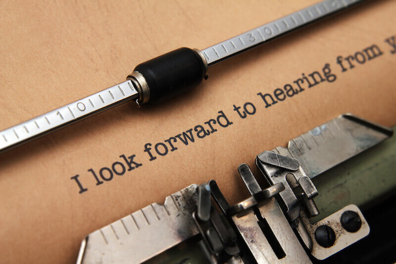 Hearing God's voice showing type writer typing looking forward to hearing from you