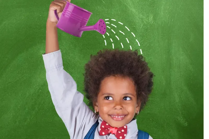 how to grow spiritually showing a cute baby pouring water on her head to grow