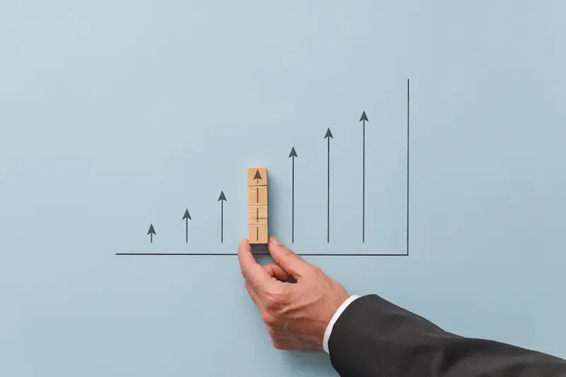 increase spiritually showing a graph with arrows point upwards