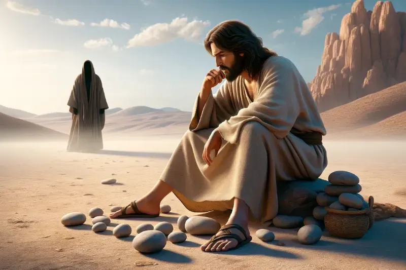if thou be the son of God showing Jesus being tempted by Satan
