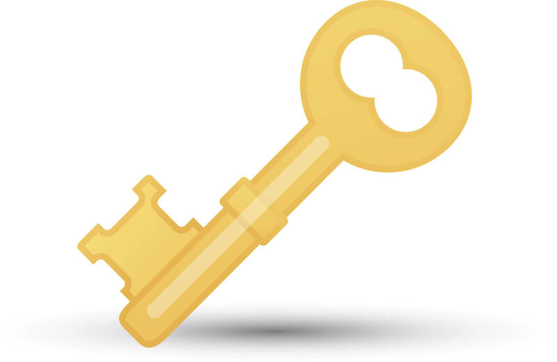 the key of knowledge showing a gold key