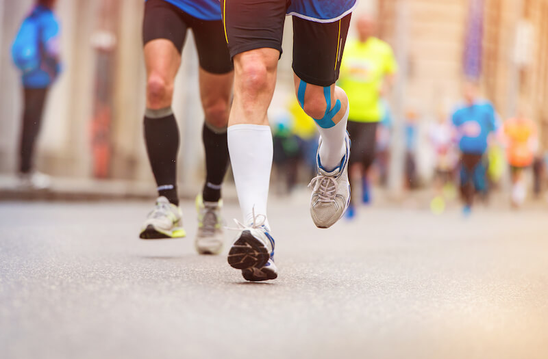let us run the race that is set before us showing a man running a race