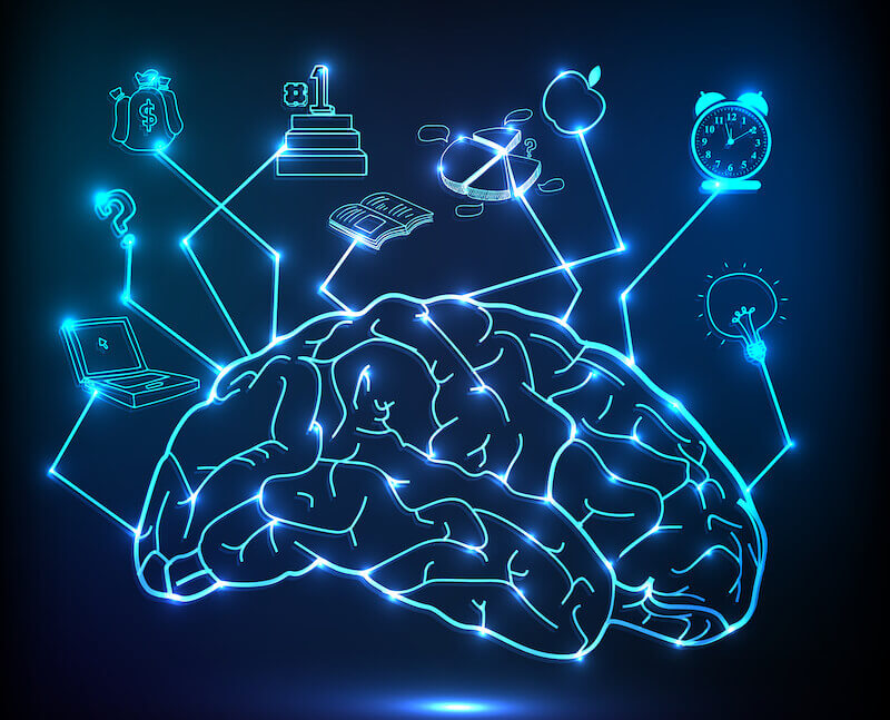 mystery of the human mind showing the brain in dark background