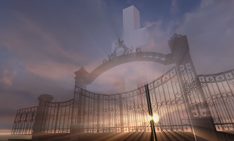 No more hunger showing the gates to a mansion symbolizing heaven