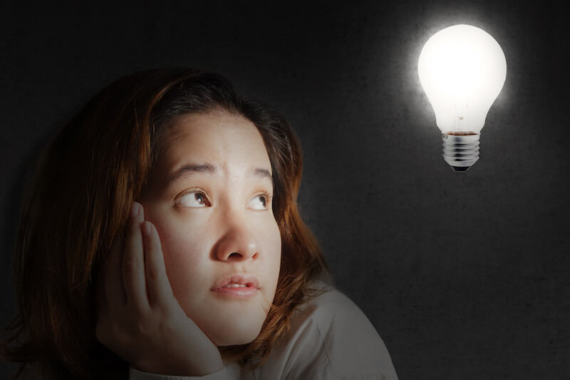 perceiving spiritual grace showing a woman looking at a bulb