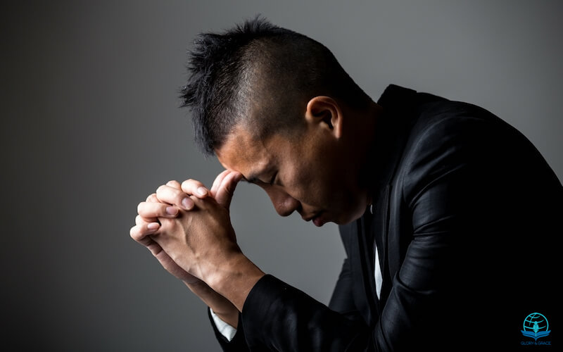 While Peter thought on the vision showing an asian young man thinking