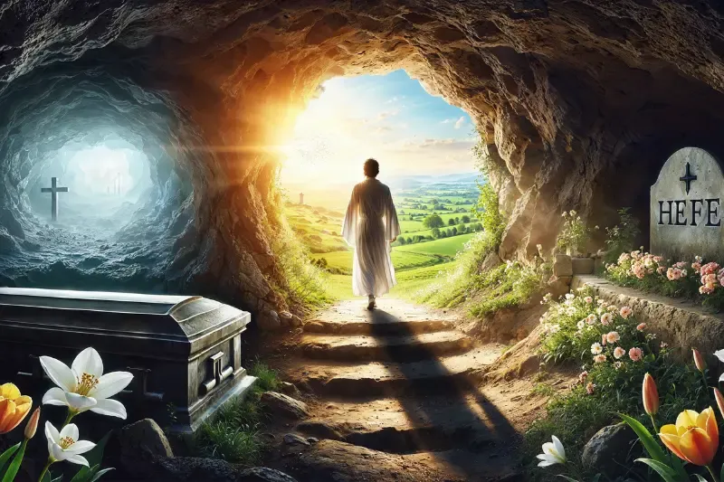 a person walking into a cave