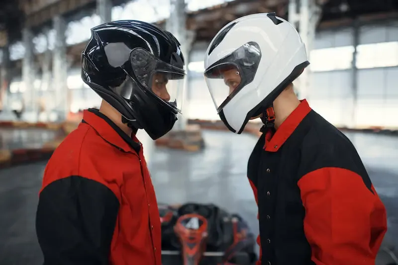 seeing God face to face showing two race drivers looking at each other