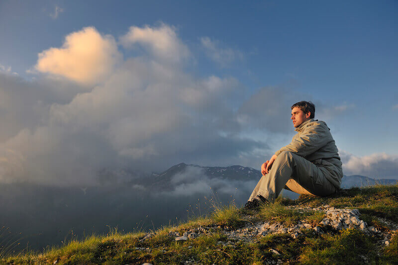 shew me thy glory showing a man sitting and looking up to heaven
