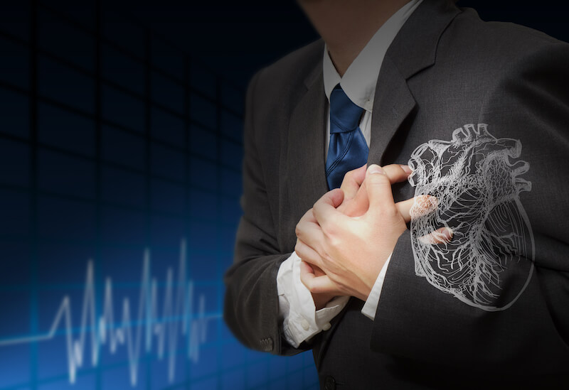 Spiritual heart attacks showing a man having a heart attack