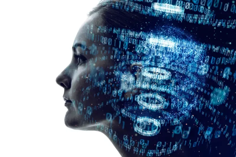 the spiritual script that covers our lives showing a woman and code behind her head