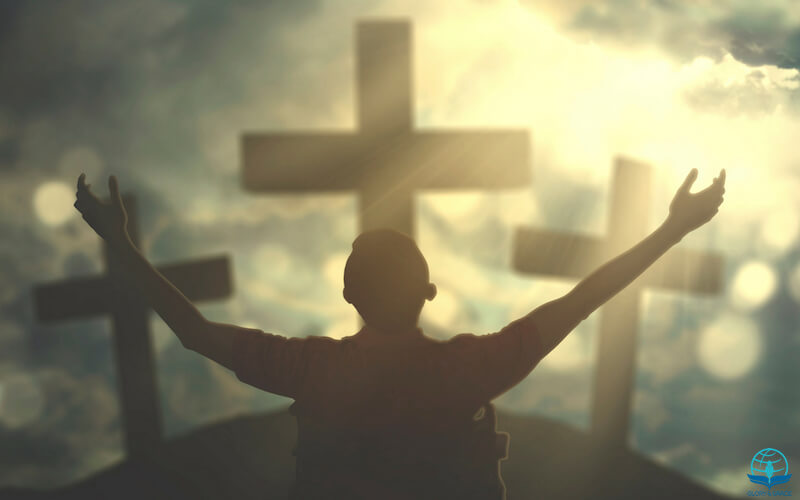 The calves of our lips showing a man praising God