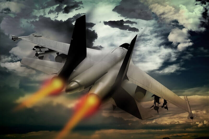 The violent take it by force showing a fighter jet