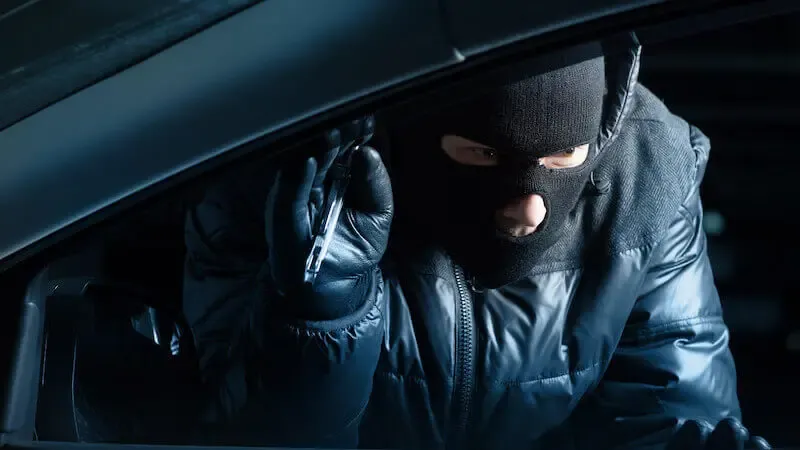 The thief comes to steal, kill and destroy showing a car thief