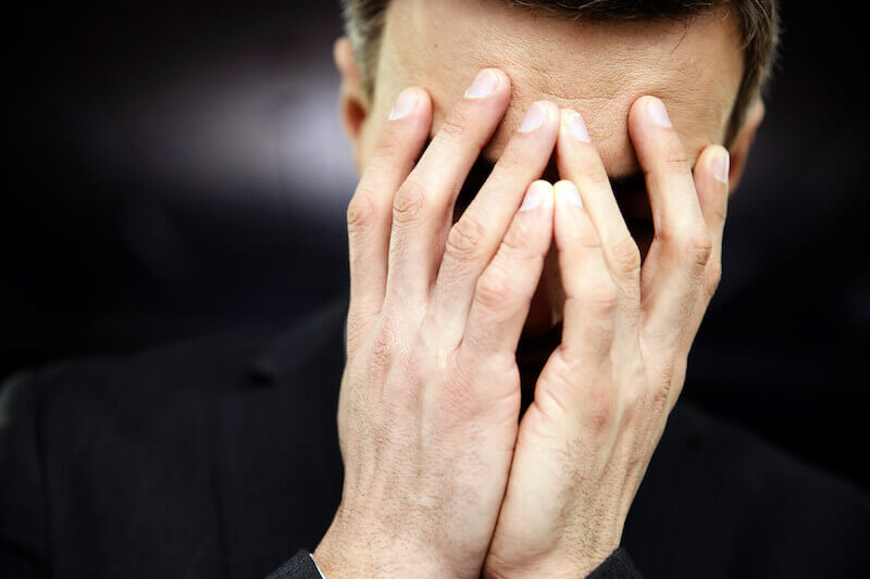 thy faith will not fail showing a man with his hands on his face