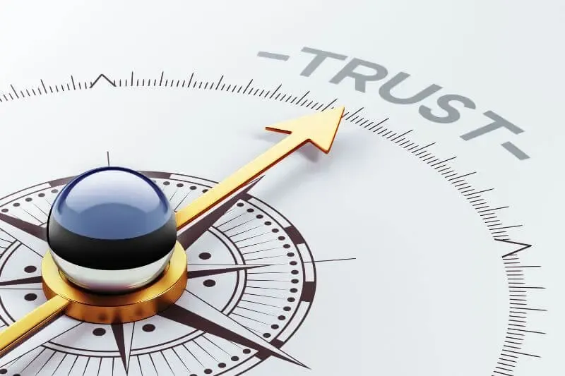 trust in the lord at all times showing a compass pointing at trust