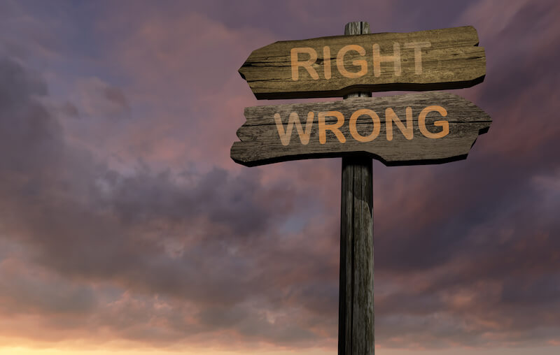 What is the gift of righteousness showing a sign showing right vs wrong