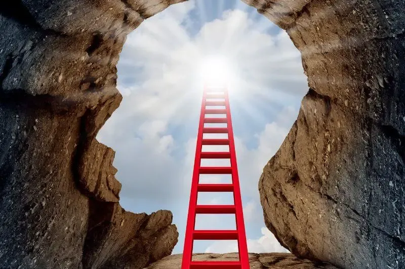 spiritual mind showing a man's heart with a ladder inside
