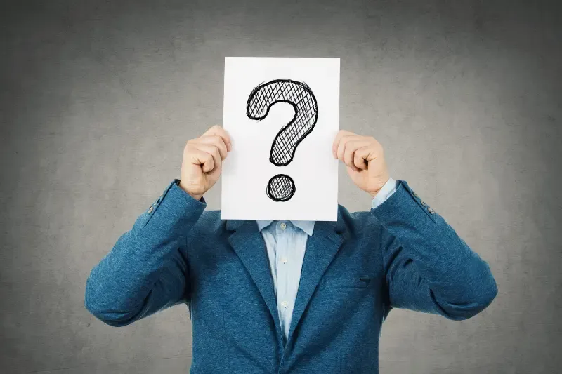 What is the mark of the beast showing man covering his face with question mark