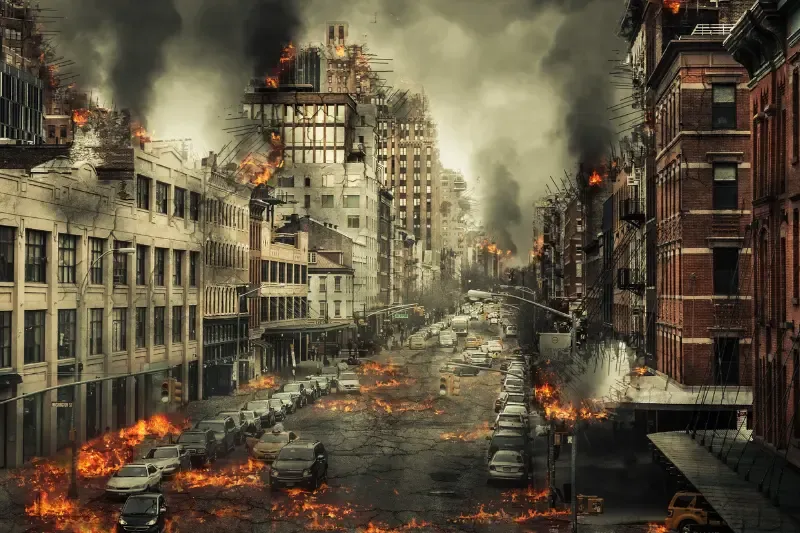 Where is the God of judgement showing apocalypse in a town