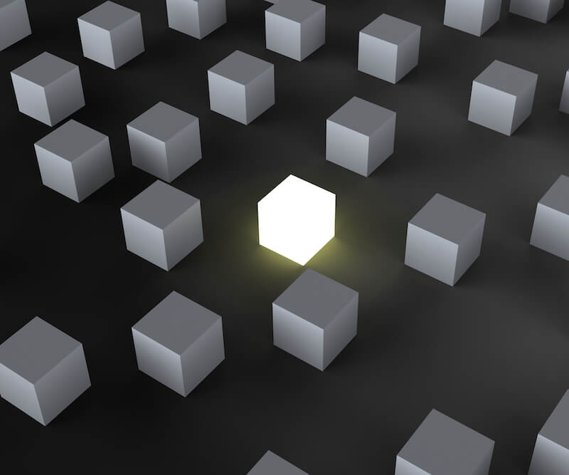 The difference between the word of knowldge and God's voice showing a white cube amongst many black
