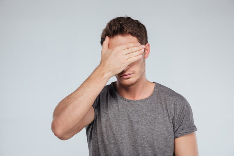 But their Eyes were Kept from Recognizing Him showing a man covering his eyes