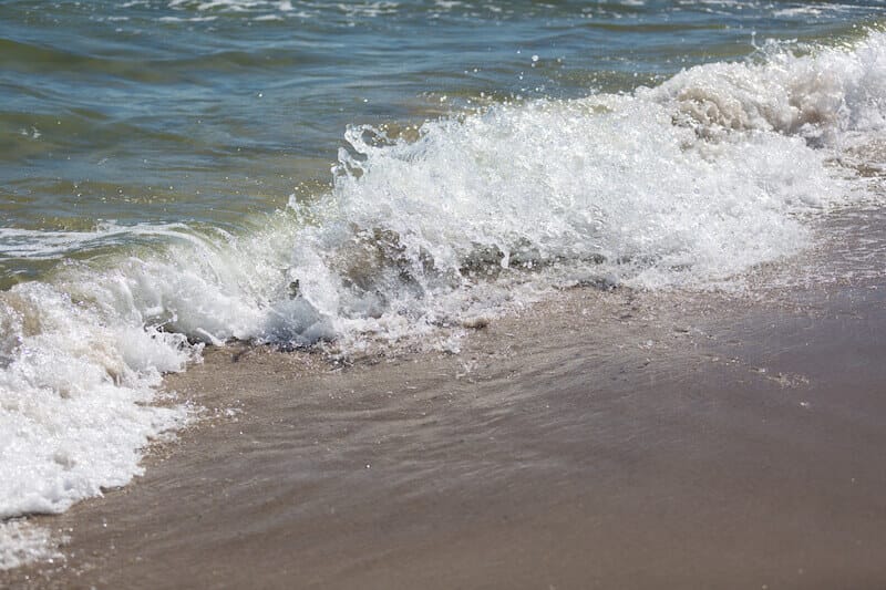 Peter saw the waves and began to sink showing waves